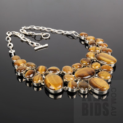 .800 Silver Necklace and Tigers Eye Necklace