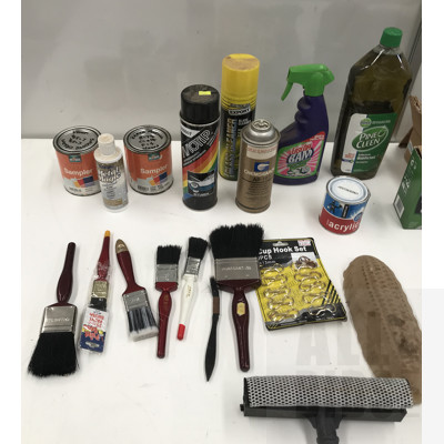 Assorted Cleaning And Painting Supplies