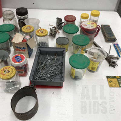Assorted Tools, Hardware And Jars Of Assorted Fasteners
