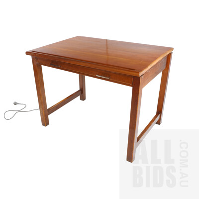 Mid 20th Century Silky Oak and Ash Draughtsman's Table