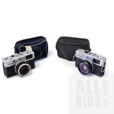 Two Olympus 35 RC Cameras Both with Olympus E Zuikom 1:2,8 Lenses 