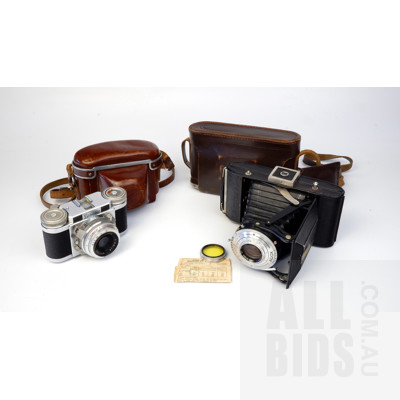 Vintage Kodak Folding Camera and a German Paxette Camera