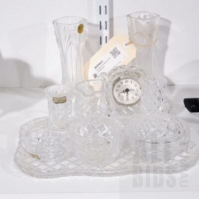 Quantity of Crystal and Cut Glass Items including Bohemia Crystal and Crystal Clock by Inwald