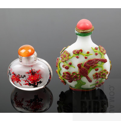Two Chinese Glass Perfume Bottles