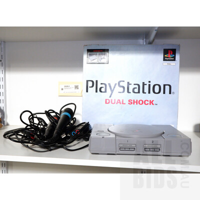 Playstation PS1 with Two Singstar Microphones