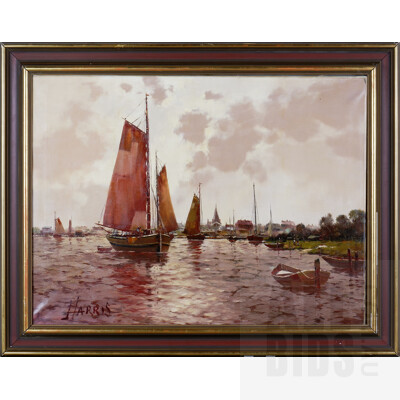 Harris (20th Century), Untitled (Harbour Scene), Oil on Canvas, 60 x 80 cm 