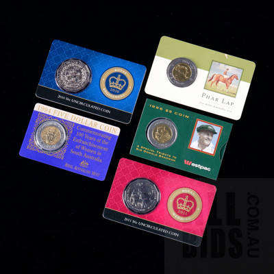 Collection of Uncirculated Carded Coins, Including Phar Lap, Donald Bradman and More