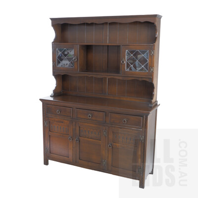 Antique Style Oak JC Furniture Buffet and Hutch