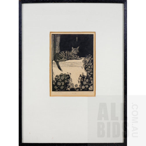 Lionel Lindsay (1874-1961), Siesta, Woodcut, 14 x 10 cm (image size)
