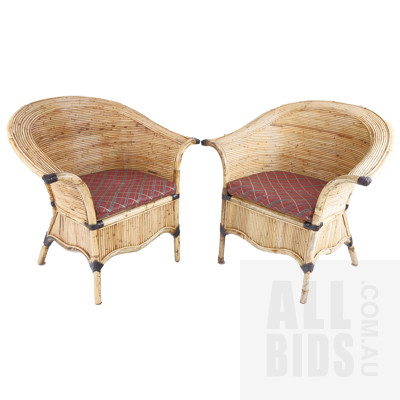 Good Pair of Vintage Cane Armchairs