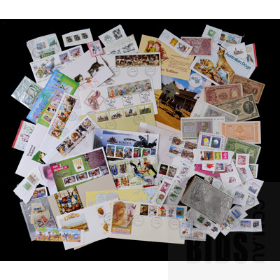 Collection of First Day Covers, Stamp Booklets, International Banknotes, Loose Stamps and More