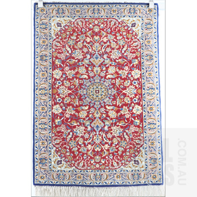 Fine Persian Isfahan Hand Knotted Silk and Wool Rug with Central Medallion and Ceiling of Paradise Design