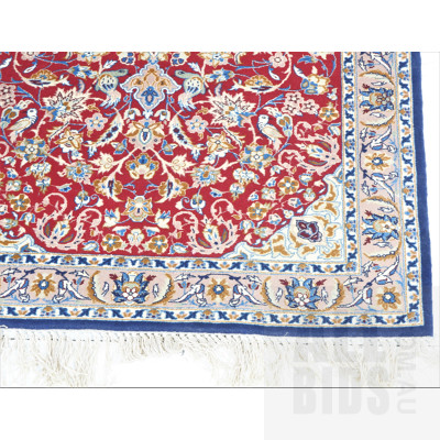 Fine Persian Isfahan Hand Knotted Silk and Wool Rug with Central Medallion and Ceiling of Paradise Design