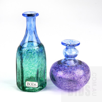 Two Bertil Vallien for Kosta Boda Glass Bottles from the Artists Collection