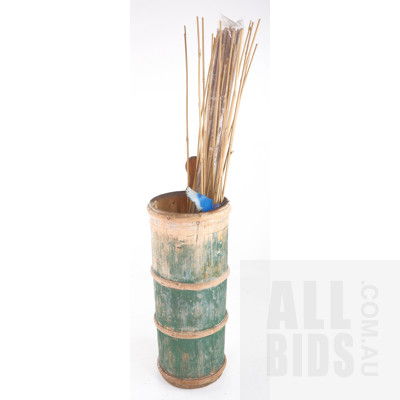 Asian Bamboo Plant Stand with Various Bamboo Canes