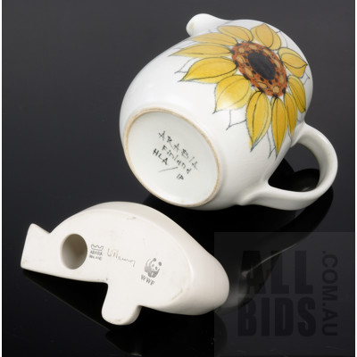 Arabia Ceramic Sunflower Pattern Jug and Arabia Lillemor WWF White Seal