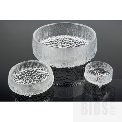 Six Iittala Ultima Thule Bowls Designed by Tapio Wirkkala, Four Matching Condiment Dishes and One Matching Salad Bowl