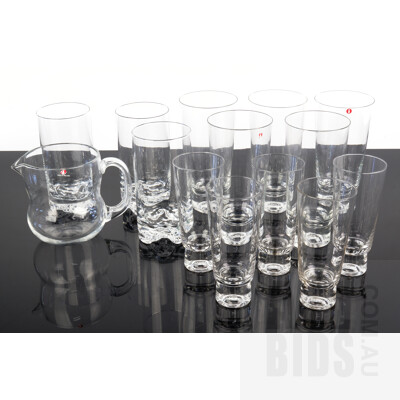 Collection Thirteen Iittala Items Including Five large Glasses, Five Smalle Glasses, Jug and More