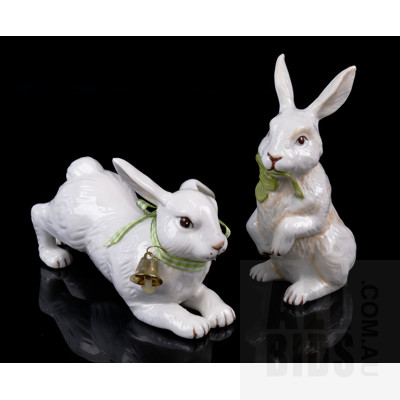 Two Villeroy and Boch Porcelain Rabbit Figures