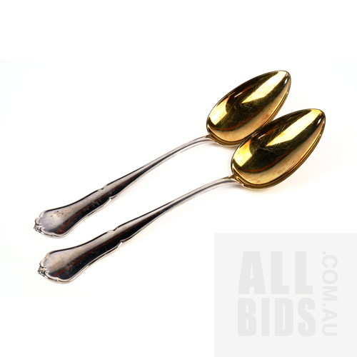 Two Finnish .830 Silver Basting Spoons, Hameenlinna, Kultakeskus, 1970, 194g