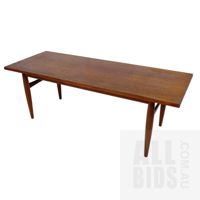 Good Retro Parker Teak Coffee Table with Cigar Legs, with Label