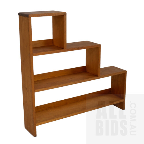 Retro Ash Tiered Step Bookcase with Open Back