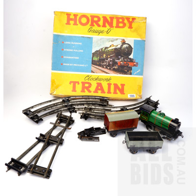 Vintage Hornby by Meccano O Gauge Number 30 Goods Set Clockwork Train Set in Original Box