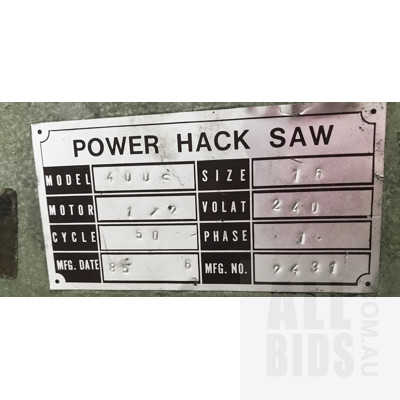 Herless, 400S Power Hack Saw
