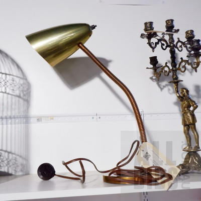 Retro Gold Anodized Tin Gooseneck Desk Lamp