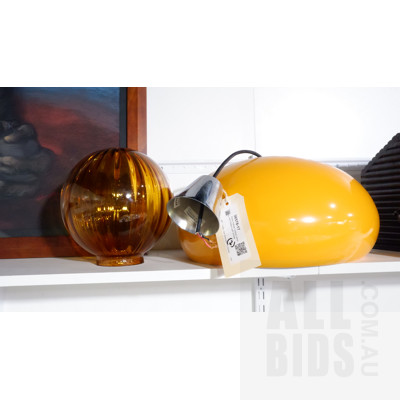 Retro Yellow Ceiling Lamp and Glass Light Shade