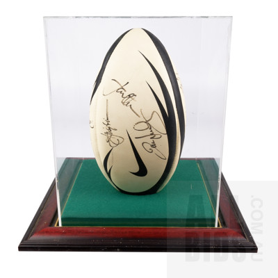 Framed Nike Rugby Football Signed by the 2001 Wallabies