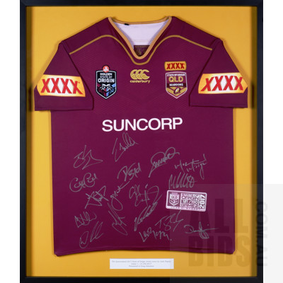 Framed and Signed 2017 Game 2 Queensland Maroons Jersey Worn by Josh Papalii