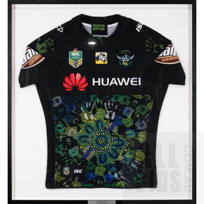 Framed 2018 Raiders Indigenous Jersey Worn by Nic Cotric