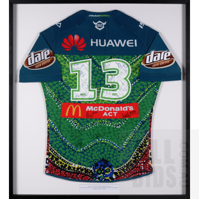 Framed and Signed 2017 Canberra Raiders Indigenous Jersey Worn by Sia Soliola