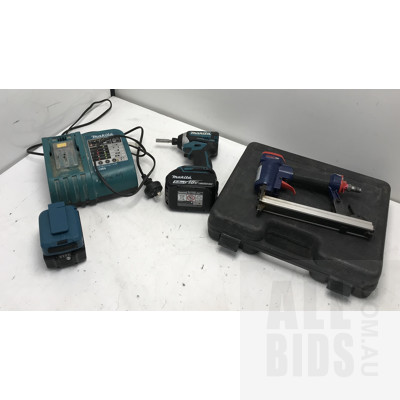Makita 18V DTD Cordless Driver, And Pneumatic Stapler In Carry Case