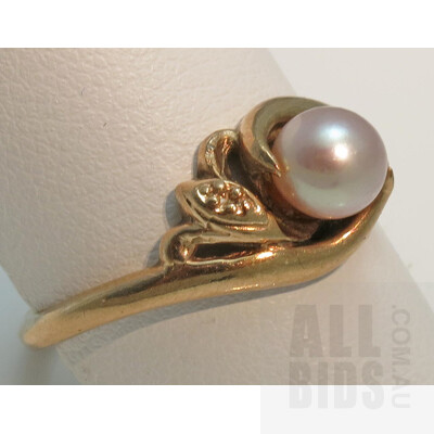 9ct Rose Gold Ring-set with 5.5mm Cultured Pearl