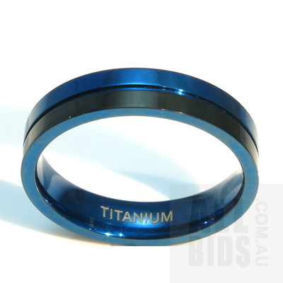 Titanium Ring, Black and Metallic Blue finish