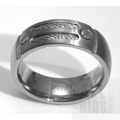 Titanium Ring, with Stainless Steel Cables