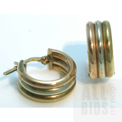 Italian Tri-Colour 9ct Gold Earrings