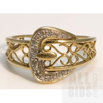 Vintage 9ct Gold Buckle Ring