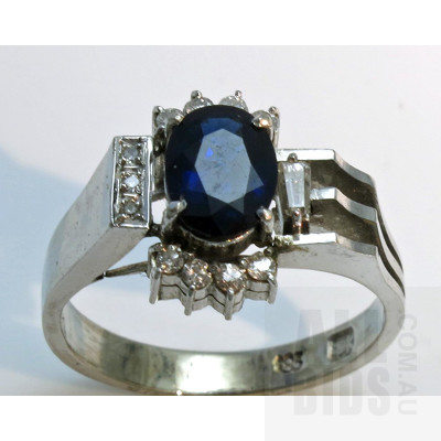 14ct White Gold Sapphire & Diamond Ring