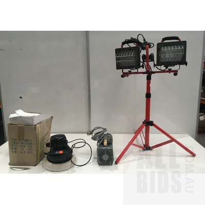 Electric Car Polisher/Buffer, Work Lights, Air Compressor And Quantity Of Cupboard Handles