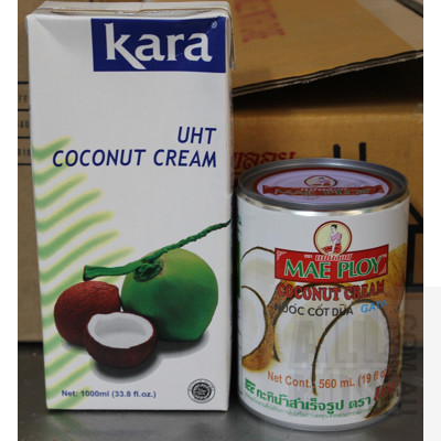 Tins and Cartons of Coconut Cream - Lot of 29 - New