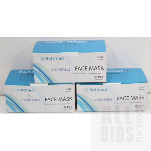 Softmed Disposable Face Masks - Lot of 150 - Brand New