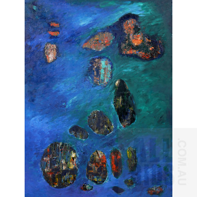 Ingrid Weiss, Blue & Green Landscape, Oil on Canvas, 60 x 45 cm