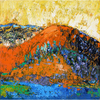 Ingrid Weiss, Orange Hill, Oil on Canvas, 50 x 50cm