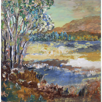 Ingrid Weiss, Landscape with Trees, Oil on Canvas, 46 x 46 cm