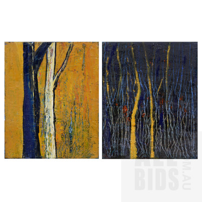 Ingrid Weiss, Forest Study, Oil on Canvas, Each 25 x 20 cm (2)