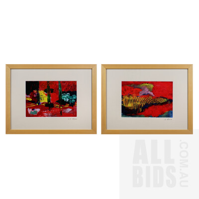 Ingrid Weiss, Abstract Compositions, Oil on Card, Each 17 x 24 cm (2)