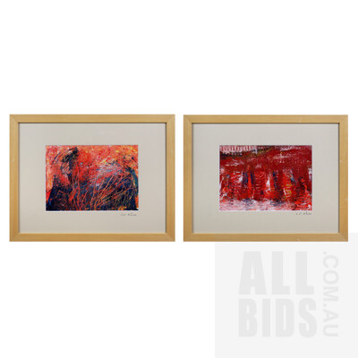 Ingrid Weiss, Landscape Abstractions, Oil on Card, Each 17 x 24 cm (2)